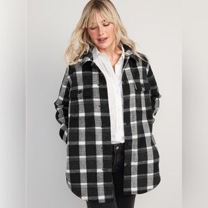 Old Navy Plaid Soft-Brushed Utility Shacket Black & White Size 4X